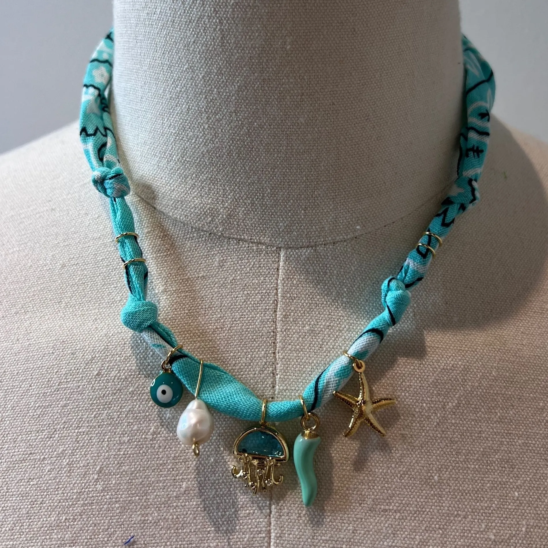 badhnati jewelry /collier bandana 1 turquoise Store